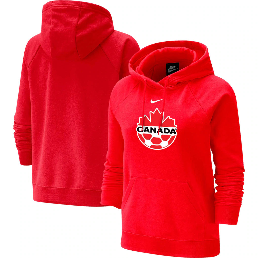 (SOCCER) Canada Soccer Women's Varsity Raglan Tri-Blend Pullover Hoodie - Red