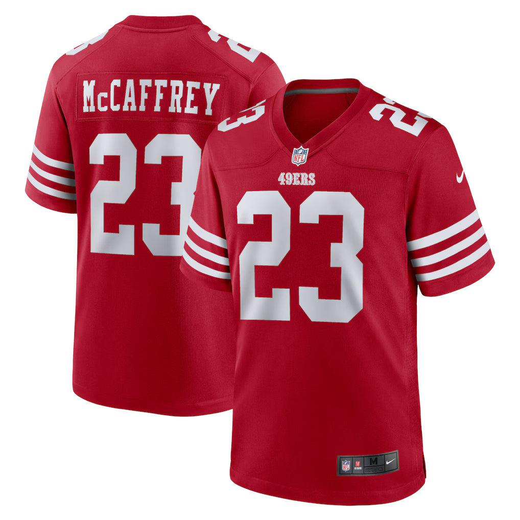 (NFL) Christian McCaffrey San Francisco 49ers Game Player Jersey - Scarlet