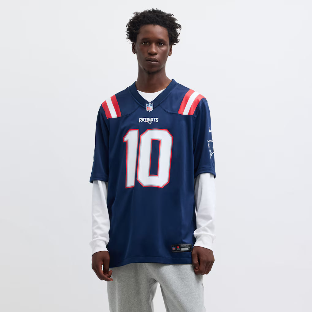 (NFL) Drake Maye New England Patriots Player Game Jersey - Navy