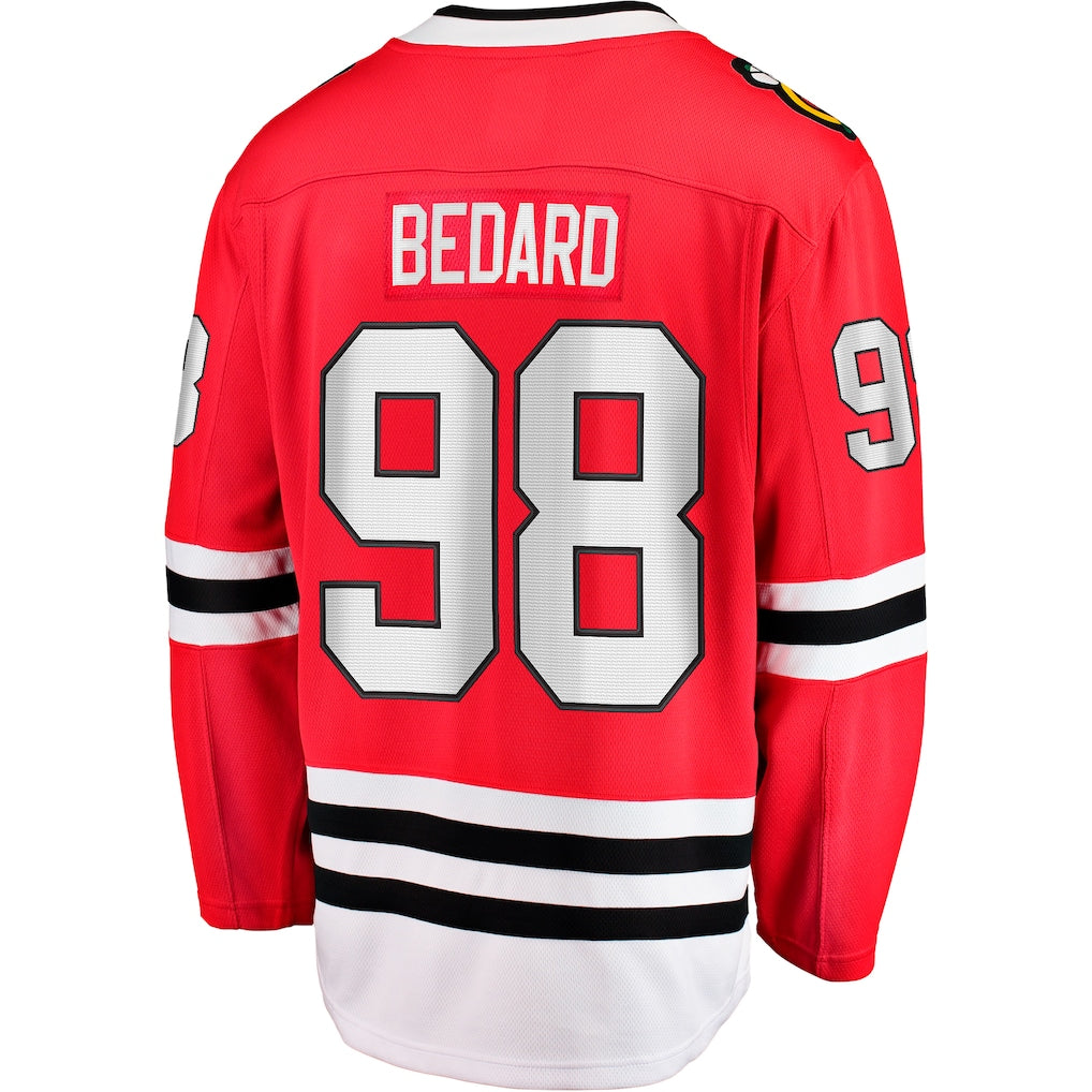 (NHL) Connor Bedard Chicago Blackhawks Home Breakaway Player Jersey - Red