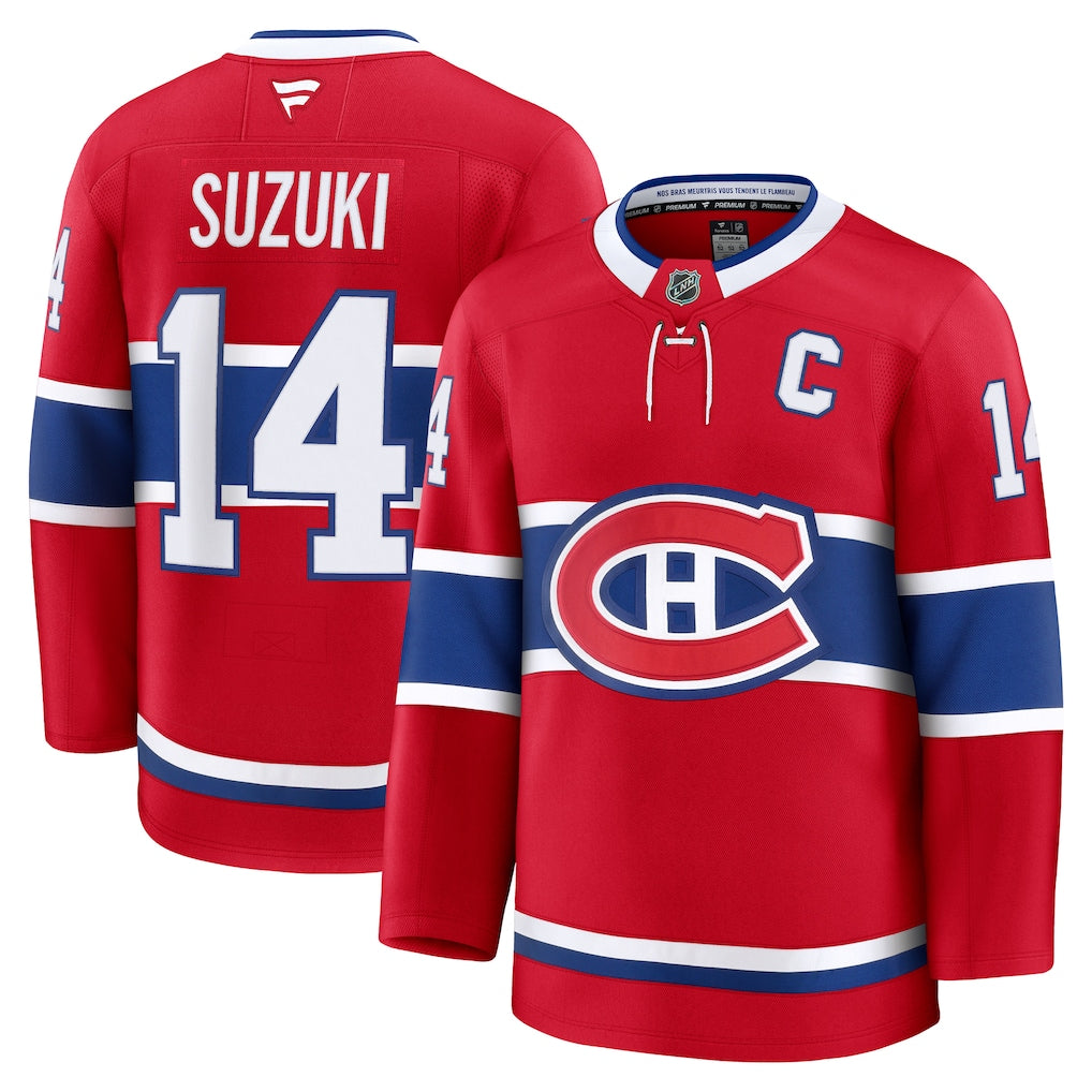 (NHL) Nick Suzuki Montreal Canadiens Home Premium Jersey - Red