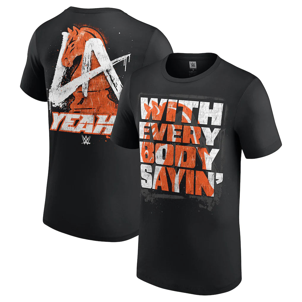 (WWE) LA Knight With Everybody Sayin' T-Shirt - Black