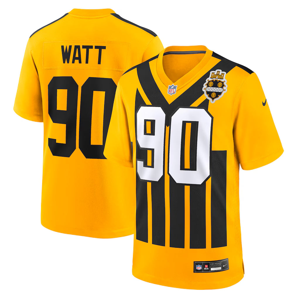 (NFL) T.J. Watt Pittsburgh Steelers Alternate 1933 Throwback Game Jersey - Gold