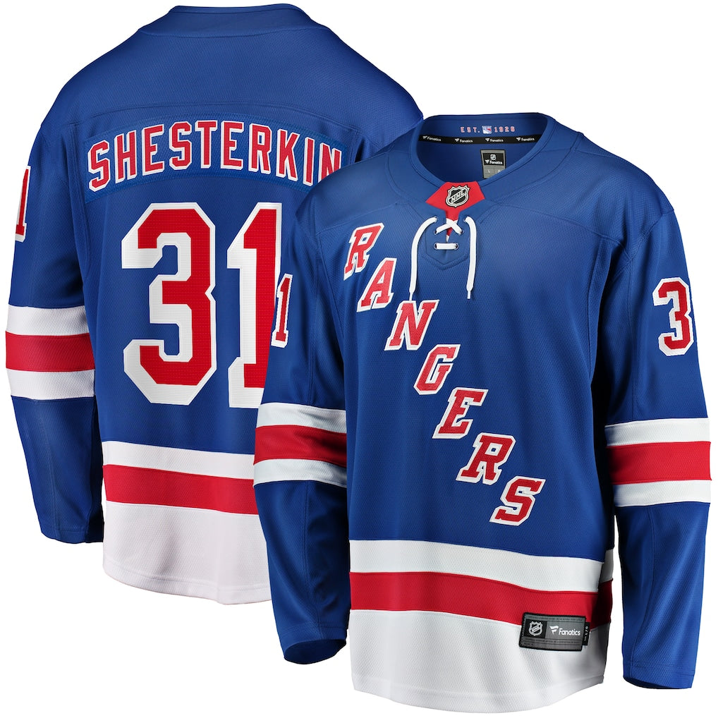 (NHL) Igor Shesterkin New York Rangers Home Breakaway Player Jersey - Blue