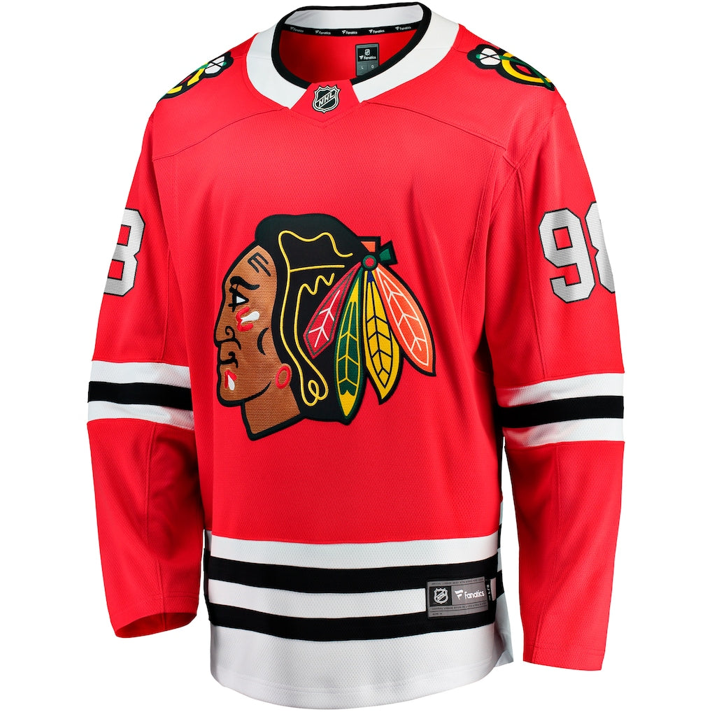 (NHL) Connor Bedard Chicago Blackhawks Home Breakaway Player Jersey - Red