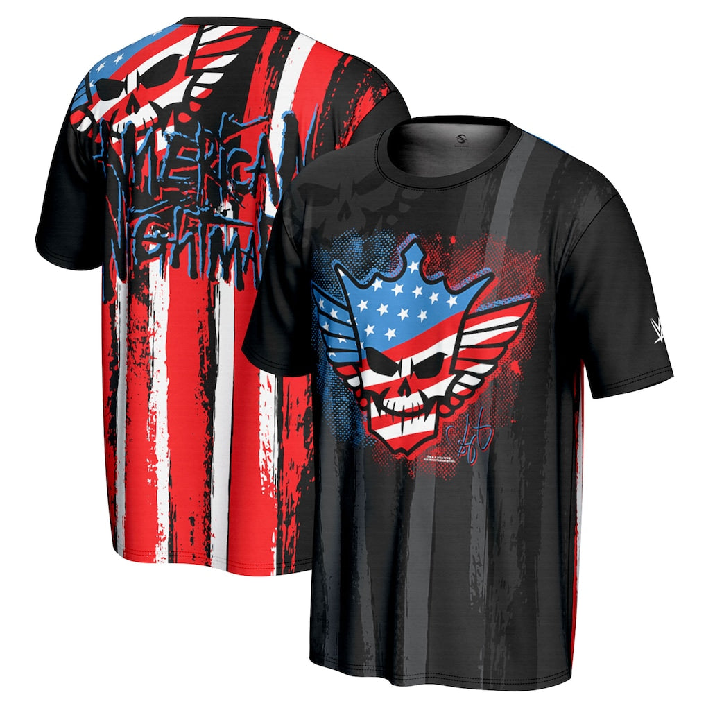 (WWE) Cody Rhodes ProSphere American Nightmare Flag T-Shirt - Black